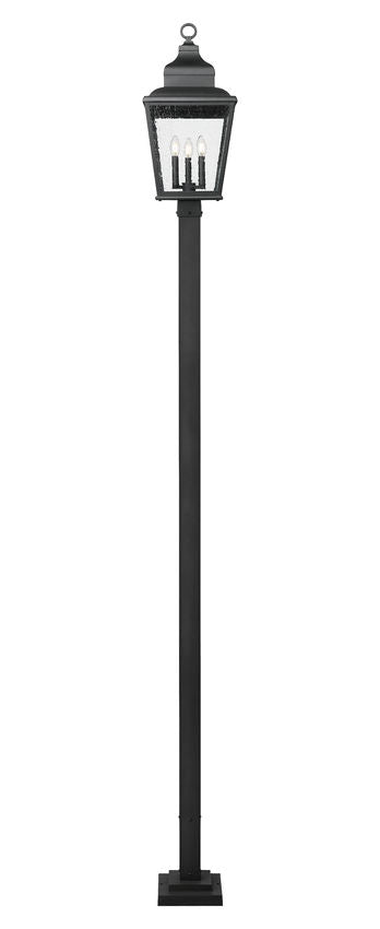 Z-Lite Raphael 5029PHBS-536P-BK 3-Light Sand Black Aluminum Frame Clear Seedy Glass Shade Outdoor Post Mounted Fixture