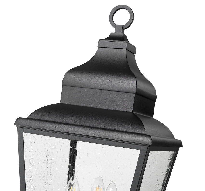 Z-Lite Raphael 5029PHBS-536P-BK 3-Light Sand Black Aluminum Frame Clear Seedy Glass Shade Outdoor Post Mounted Fixture