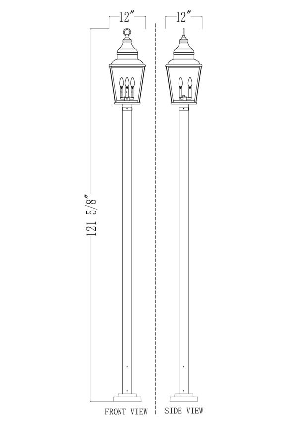 Z-Lite Raphael 5029PHBS-536P-BK 3-Light Sand Black Aluminum Frame Clear Seedy Glass Shade Outdoor Post Mounted Fixture