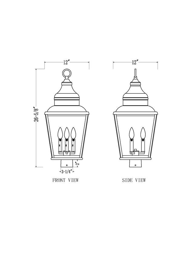 Z-Lite Raphael 5029PHBS-BK 3-Light Sand Black Aluminum Frame Clear Seedy Glass Shade Outdoor Post Mount Fixture