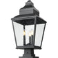 Z-Lite Raphael 5029PHBS-SQPM-BK 3-Light Sand Black Aluminum Frame Clear Seedy Glass Shade Outdoor Pier Mounted Fixture