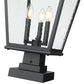 Z-Lite Raphael 5029PHBS-SQPM-BK 3-Light Sand Black Aluminum Frame Clear Seedy Glass Shade Outdoor Pier Mounted Fixture