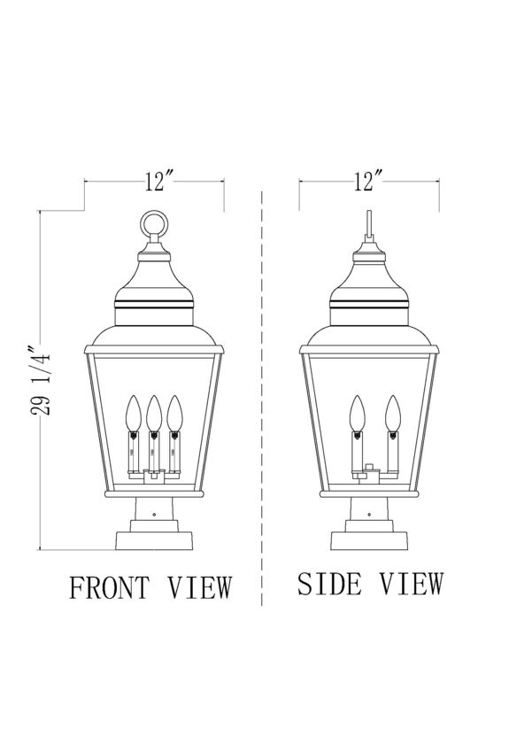 Z-Lite Raphael 5029PHBS-SQPM-BK 3-Light Sand Black Aluminum Frame Clear Seedy Glass Shade Outdoor Pier Mounted Fixture
