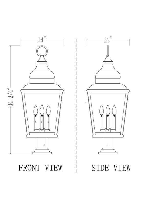 Z-Lite Raphael 5029PHXLR-533PM-BK 4-Light Sand Black Aluminum Frame Clear Seedy Glass Shade Outdoor Pier Mounted Fixture