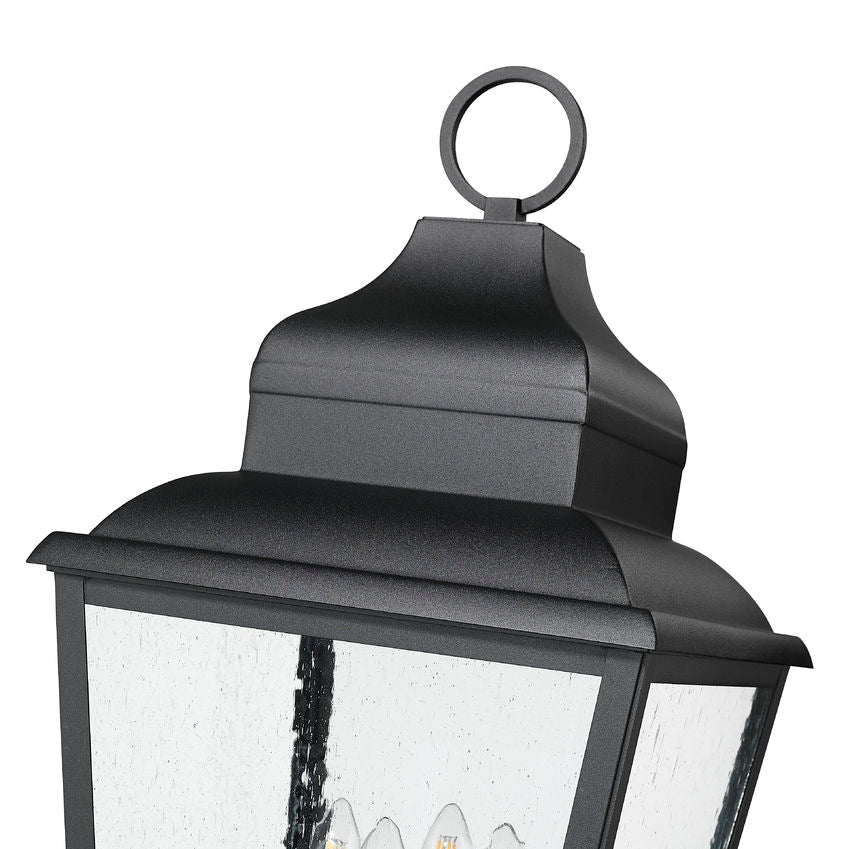 Z-Lite Raphael 5029PHXLR-564P-BK 4-Light Sand Black Aluminum Frame Clear Seedy Glass Shade Outdoor Post Mounted Fixture