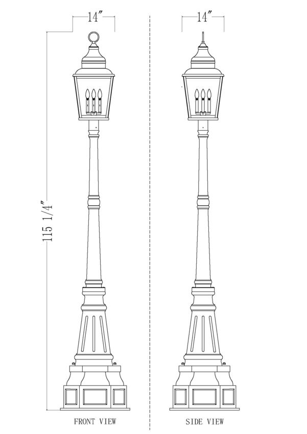 Z-Lite Raphael 5029PHXLR-564P-BK 4-Light Sand Black Aluminum Frame Clear Seedy Glass Shade Outdoor Post Mounted Fixture