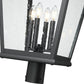 Z-Lite Raphael 5029PHXLR-BK 4-Light Sand Black Aluminum Frame Clear Seedy Glass Shade Outdoor Post Mounted Fixture