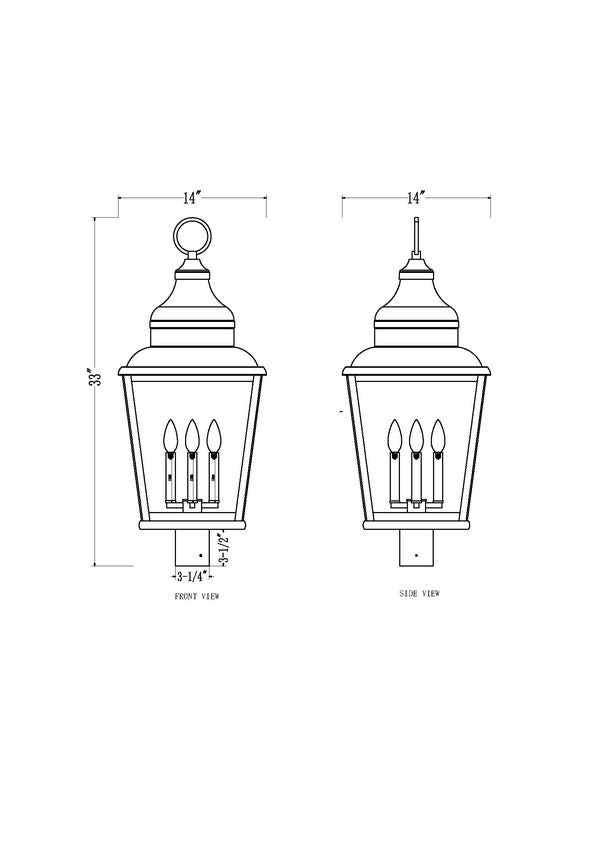 Z-Lite Raphael 5029PHXLR-BK 4-Light Sand Black Aluminum Frame Clear Seedy Glass Shade Outdoor Post Mounted Fixture