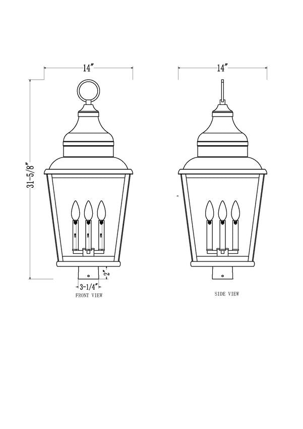 Z-Lite Raphael 5029PHXLS-BK 4-Light Sand Black Aluminum Frame Clear Seedy Glass Shade Outdoor Post Mounted Fixture