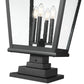 Z-Lite Raphael 5029PHXLS-LSQPM-BK 4-Light Sand Black Aluminum Frame Clear Seedy Glass Shade Outdoor Pier Mounted Fixture