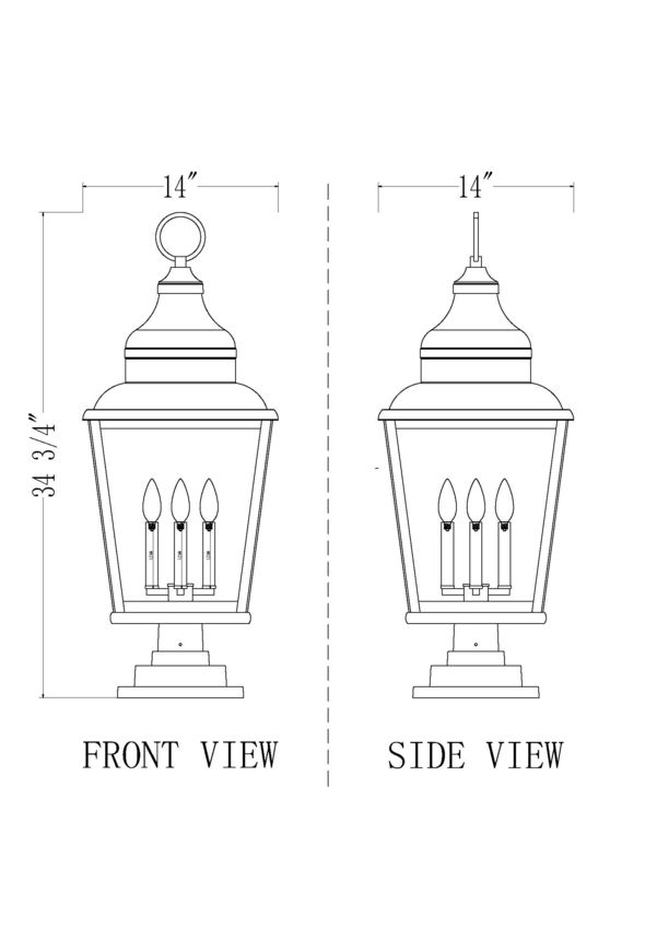 Z-Lite Raphael 5029PHXLS-LSQPM-BK 4-Light Sand Black Aluminum Frame Clear Seedy Glass Shade Outdoor Pier Mounted Fixture