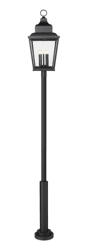 Z-Lite Raphael 5029PHXXLR-5010P-BK 5-Light Sand Black Aluminum Frame Clear Seedy Glass Shade Outdoor Post Mounted Fixture