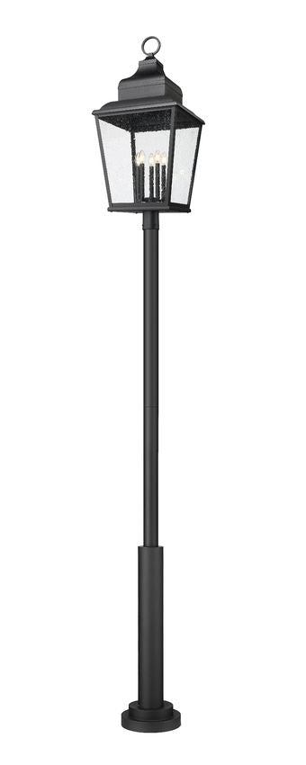 Z-Lite Raphael 5029PHXXLR-5010P-BK 5-Light Sand Black Aluminum Frame Clear Seedy Glass Shade Outdoor Post Mounted Fixture