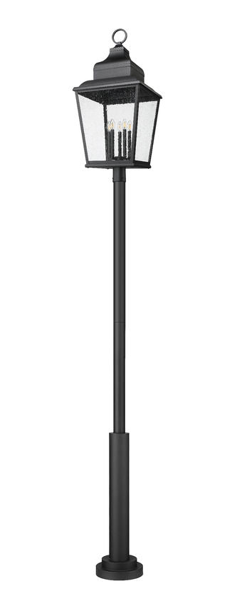 Z-Lite Raphael 5029PHXXLR-5010P-BK 5-Light Sand Black Aluminum Frame Clear Seedy Glass Shade Outdoor Post Mounted Fixture