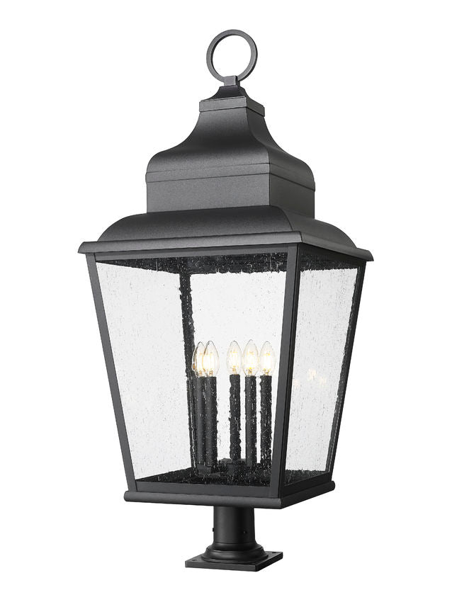 Z-Lite Raphael 5029PHXXLR-533PM-BK 5-Light Sand Black Aluminum Frame Clear Seedy Glass Shade Outdoor Pier Mounted Fixture