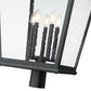 Z-Lite Raphael 5029PHXXLR-BK 5-Light Sand Black Aluminum Frame Clear Seedy Glass Shade Outdoor Post Mount Fixture