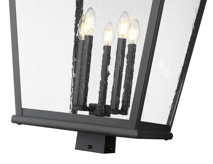 Z-Lite Raphael 5029PHXXLS-BK 5-Light Sand Black Aluminum Frame Clear Seedy Glass Shade Outdoor Post Mount Fixture