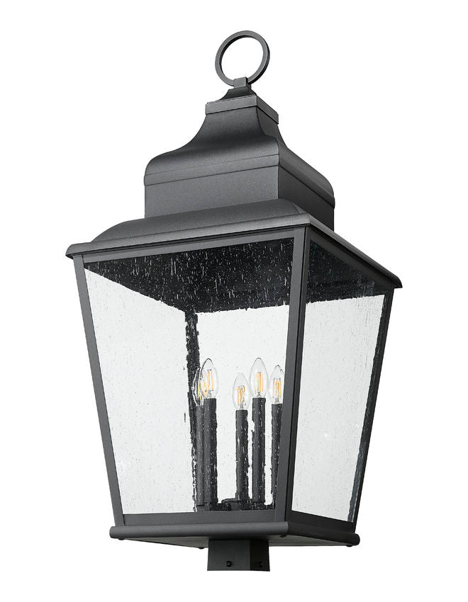 Z-Lite Raphael 5029PHXXLS-BK 5-Light Sand Black Aluminum Frame Clear Seedy Glass Shade Outdoor Post Mount Fixture