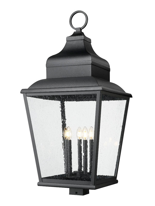 Z-Lite Raphael 5029PHXXLS-BK 5-Light Sand Black Aluminum Frame Clear Seedy Glass Shade Outdoor Post Mount Fixture