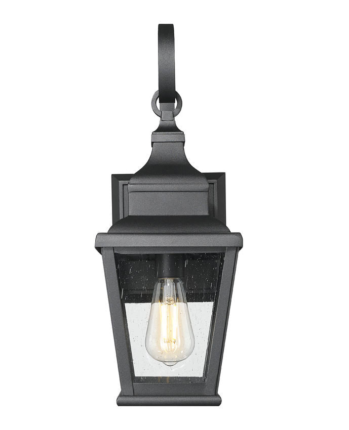 Z-Lite Raphael 5029S-BK 1-Light Sand Black Aluminum Frame Clear Seedy Glass Shade Outdoor Wall Light