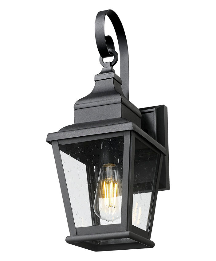 Z-Lite Raphael 5029S-BK 1-Light Sand Black Aluminum Frame Clear Seedy Glass Shade Outdoor Wall Light