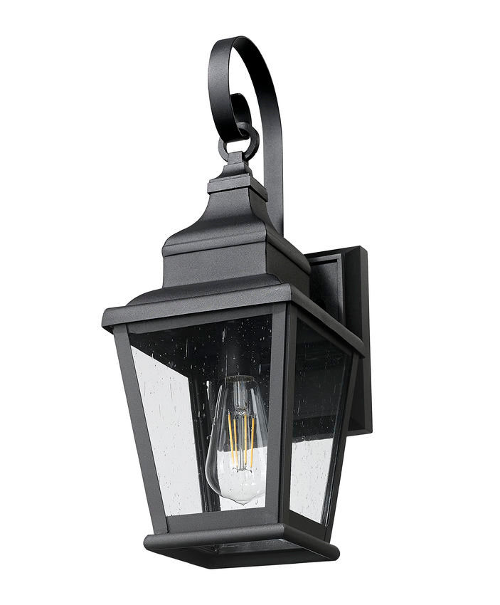 Z-Lite Raphael 5029S-BK 1-Light Sand Black Aluminum Frame Clear Seedy Glass Shade Outdoor Wall Light