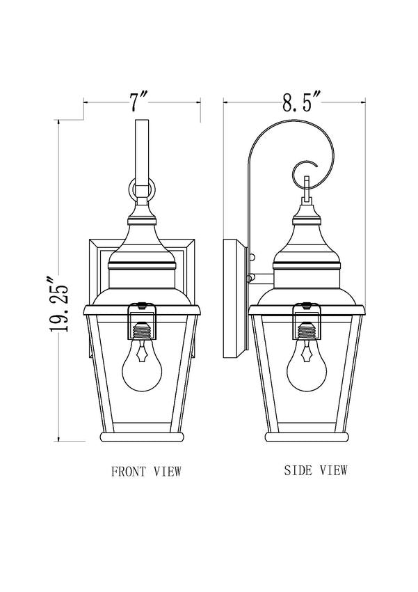 Z-Lite Raphael 5029S-BK 1-Light Sand Black Aluminum Frame Clear Seedy Glass Shade Outdoor Wall Light