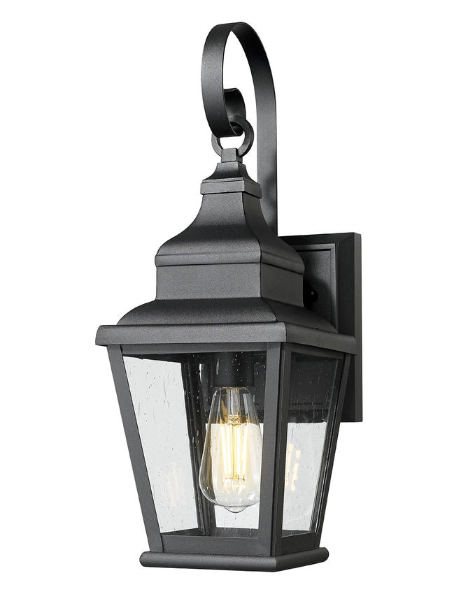 Z-Lite Raphael 5029S-BK 1-Light Sand Black Aluminum Frame Clear Seedy Glass Shade Outdoor Wall Light