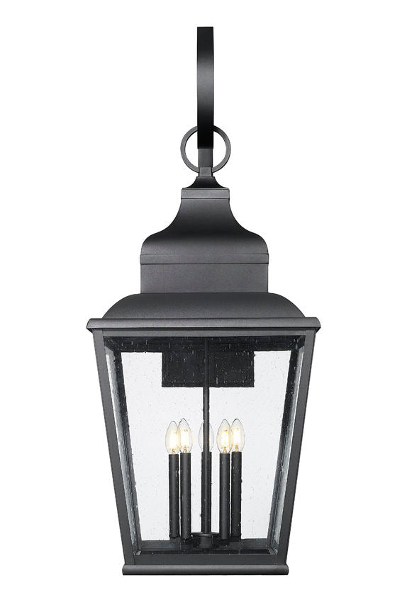 Z-Lite Raphael 5029XXL-BK 5-Light Sand Black Aluminum Frame Clear Seedy Glass Shade Outdoor Wall Light