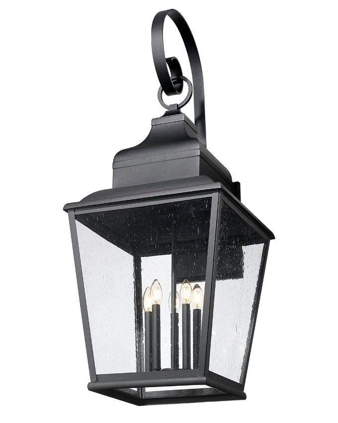 Z-Lite Raphael 5029XXL-BK 5-Light Sand Black Aluminum Frame Clear Seedy Glass Shade Outdoor Wall Light