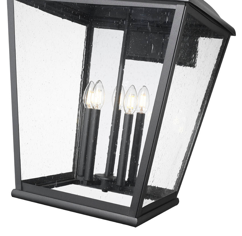 Z-Lite Raphael 5029XXL-BK 5-Light Sand Black Aluminum Frame Clear Seedy Glass Shade Outdoor Wall Light