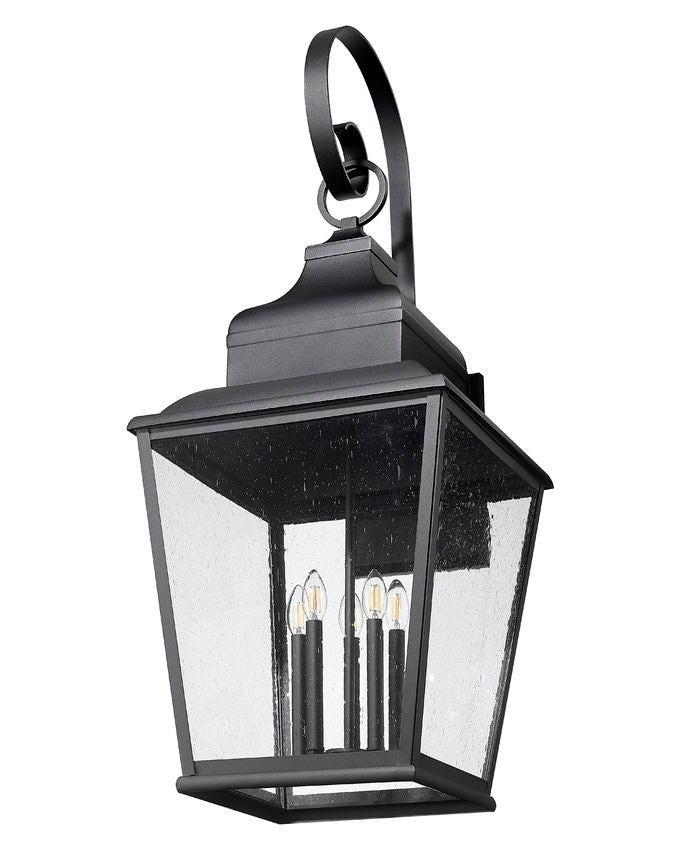 Z-Lite Raphael 5029XXL-BK 5-Light Sand Black Aluminum Frame Clear Seedy Glass Shade Outdoor Wall Light