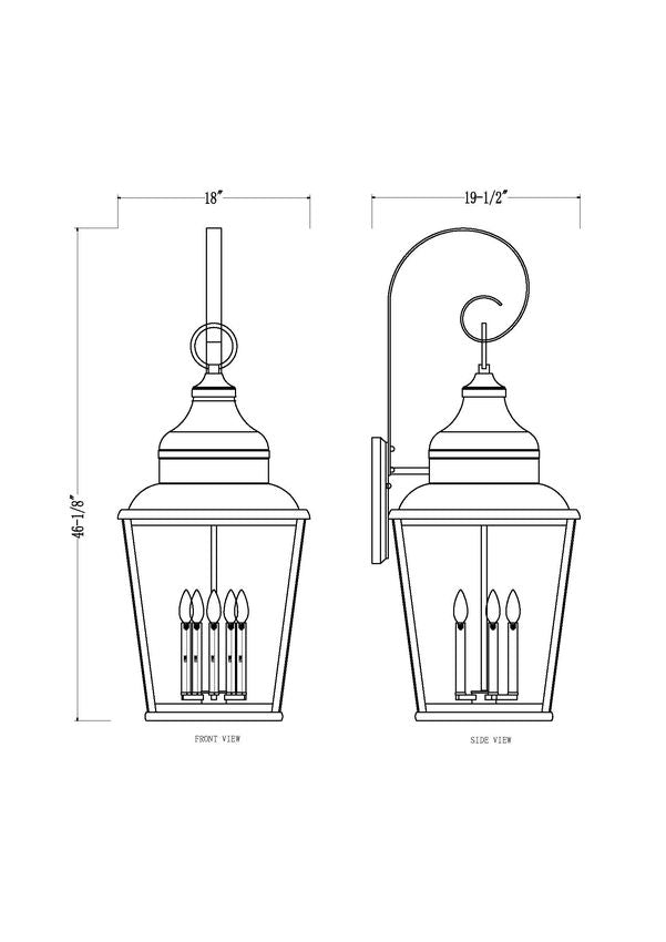 Z-Lite Raphael 5029XXL-BK 5-Light Sand Black Aluminum Frame Clear Seedy Glass Shade Outdoor Wall Light