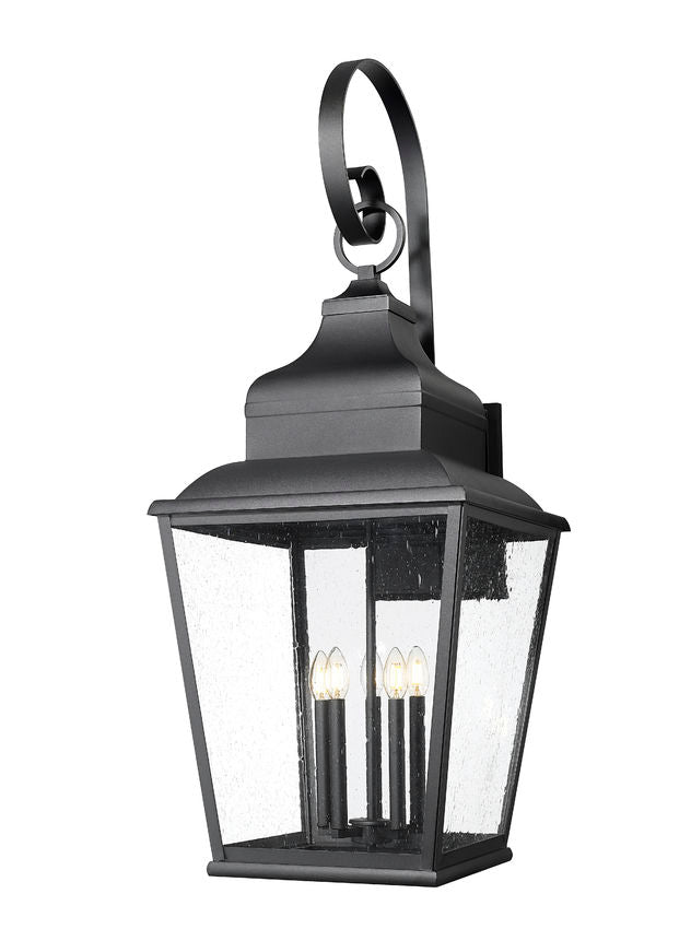 Z-Lite Raphael 5029XXL-BK 5-Light Sand Black Aluminum Frame Clear Seedy Glass Shade Outdoor Wall Light