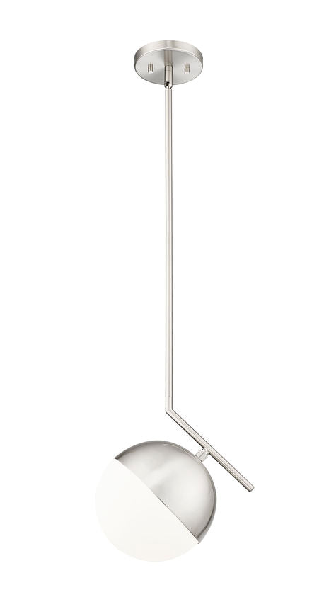 Z-Lite Realm Sphere 11" 1-Light Medium Base Brushed Nickel Steel Matte Opal Glass Shade Pendant Lighting
