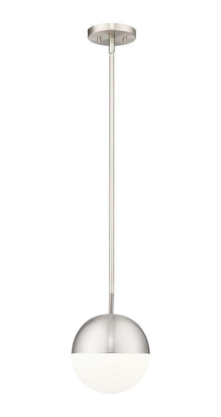 Z-Lite Realm Sphere 11" 1-Light Medium Base Brushed Nickel Steel Matte Opal Glass Shade Pendant Lighting