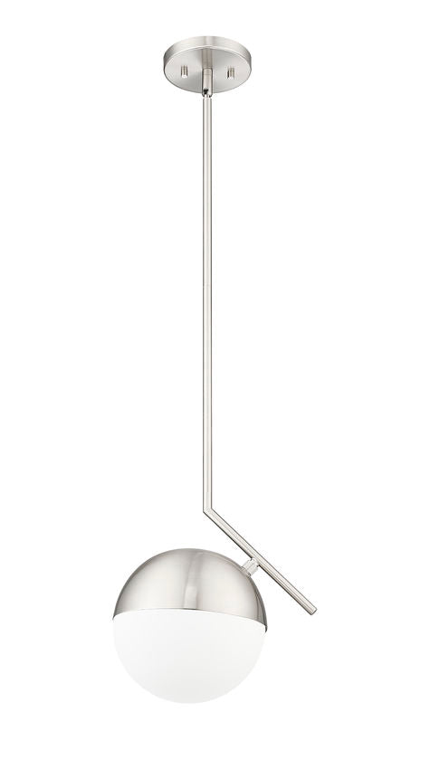 Z-Lite Realm Sphere 11" 1-Light Medium Base Brushed Nickel Steel Matte Opal Glass Shade Pendant Lighting
