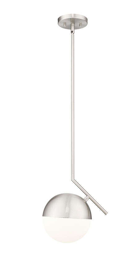 Z-Lite Realm Sphere 11" 1-Light Medium Base Brushed Nickel Steel Matte Opal Glass Shade Pendant Lighting