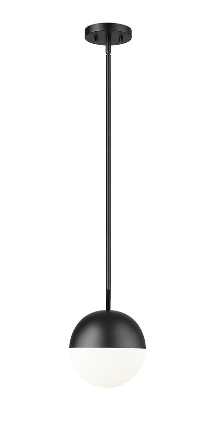 Z-Lite Realm Sphere 11" 1-Light Medium Base Matte Black Steel Matte Opal Glass Shade Pendant Lighting
