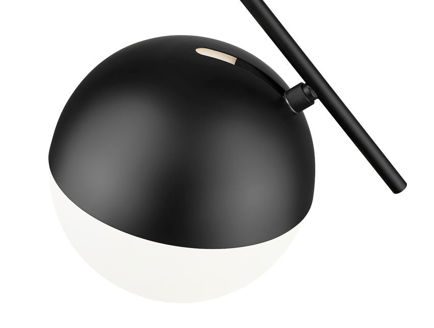 Z-Lite Realm Sphere 11" 1-Light Medium Base Matte Black Steel Matte Opal Glass Shade Pendant Lighting