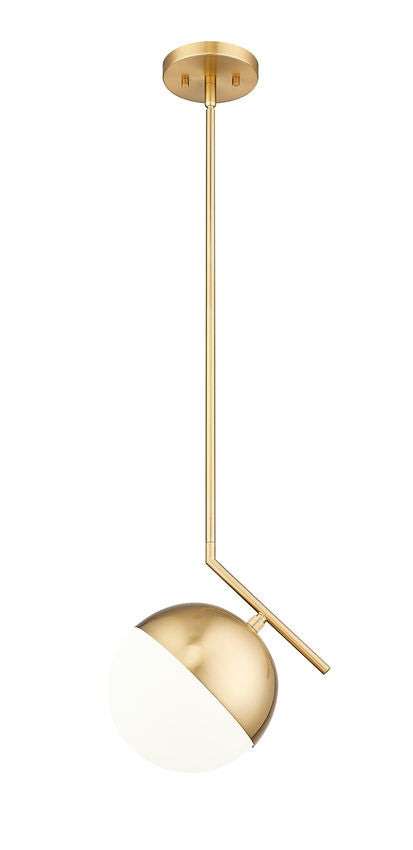 Z-Lite Realm Sphere 11" 1-Light Medium Base Modern Gold Steel Matte Opal Glass Shade Pendant Lighting