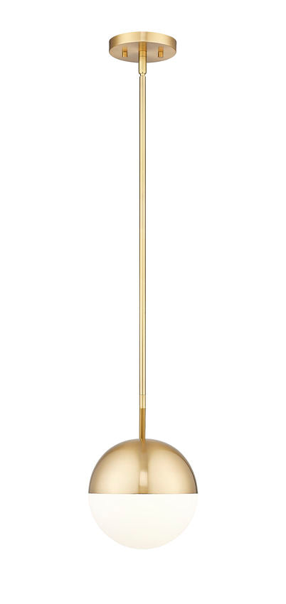 Z-Lite Realm Sphere 11" 1-Light Medium Base Modern Gold Steel Matte Opal Glass Shade Pendant Lighting