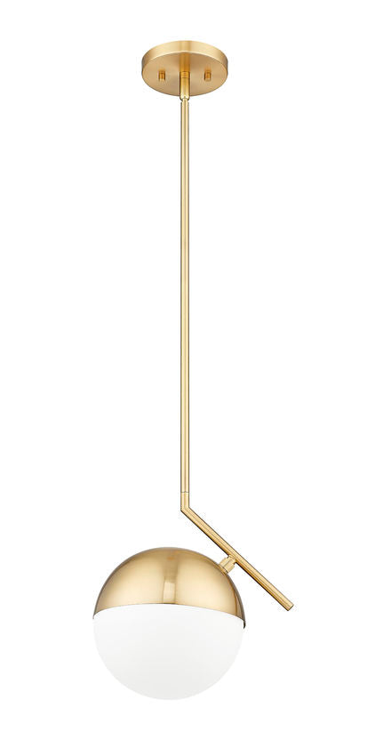 Z-Lite Realm Sphere 11" 1-Light Medium Base Modern Gold Steel Matte Opal Glass Shade Pendant Lighting