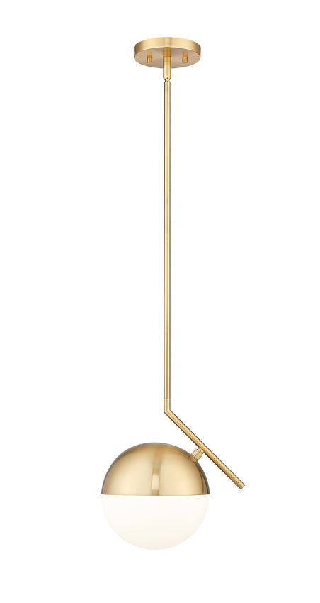 Z-Lite Realm Sphere 11" 1-Light Medium Base Modern Gold Steel Matte Opal Glass Shade Pendant Lighting