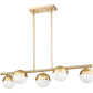 Z-Lite Realm Sphere 12" 5-Light Medium Base Modern Gold Steel Matte Opal Glass Shade Linear Chandelier