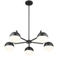Z-Lite Realm Sphere 32" 5-Light Medium Base Matte Black Steel Matte Opal Glass Shade Chandelier