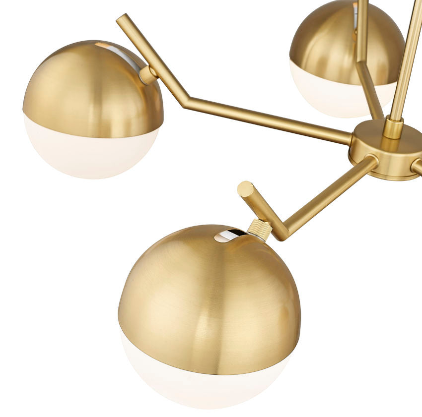 Z-Lite Realm Sphere 32" 5-Light Medium Base Modern Gold Steel Matte Opal Glass Shade Chandelier