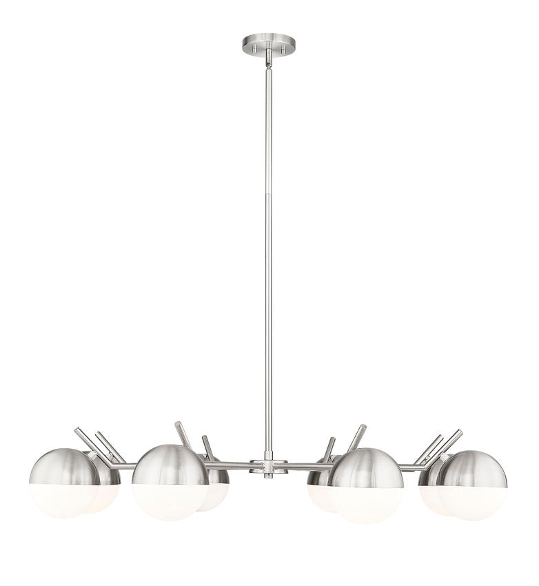 Z-Lite Realm Sphere 44" 8-Light Medium Base Brushed Nickel Steel Matte Opal Glass Shade Chandelier