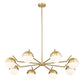 Z-Lite Realm Sphere 44" 8-Light Medium Base Modern Gold Steel Matte Opal Glass Shade Chandelier