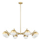 Z-Lite Realm Sphere 44" 8-Light Medium Base Modern Gold Steel Matte Opal Glass Shade Chandelier